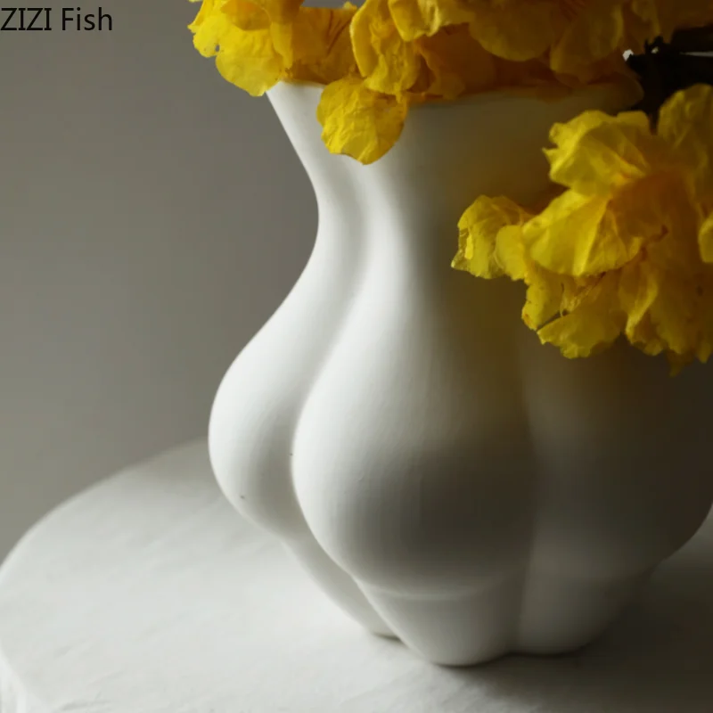 White Matte Ceramic Vase Human Body Ornaments Desktop Decorative Vases Flower Arrangement Dried Flower Vase Decoration Crafts 5