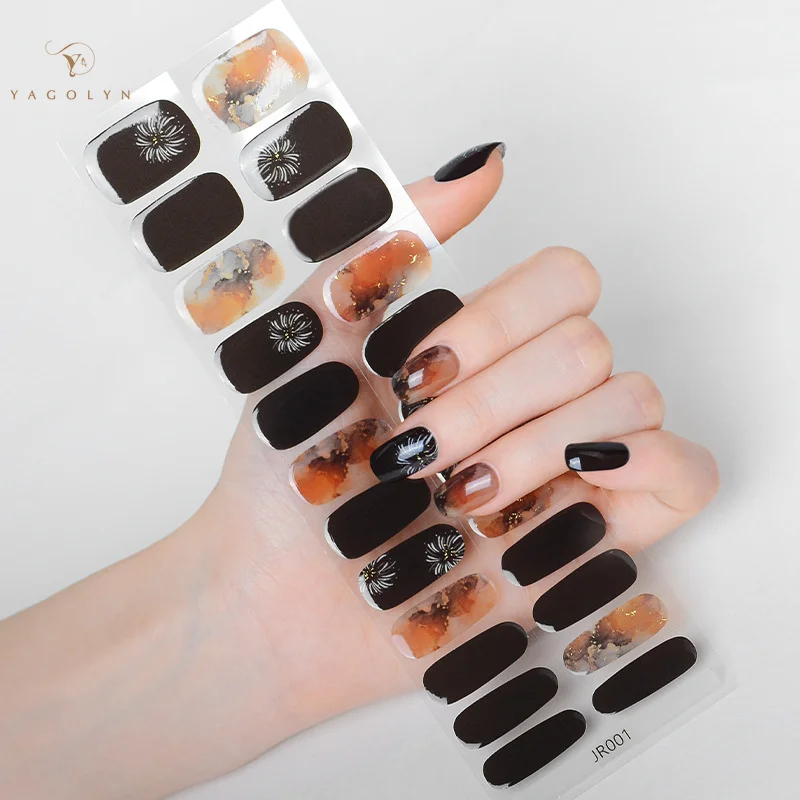 

20Tips 2024 New Year Fireworks UV Semi Cured Gel Nail Sticker Waterproof Nail Polish Wraps Adhesive Full Manicure Decor Stickers