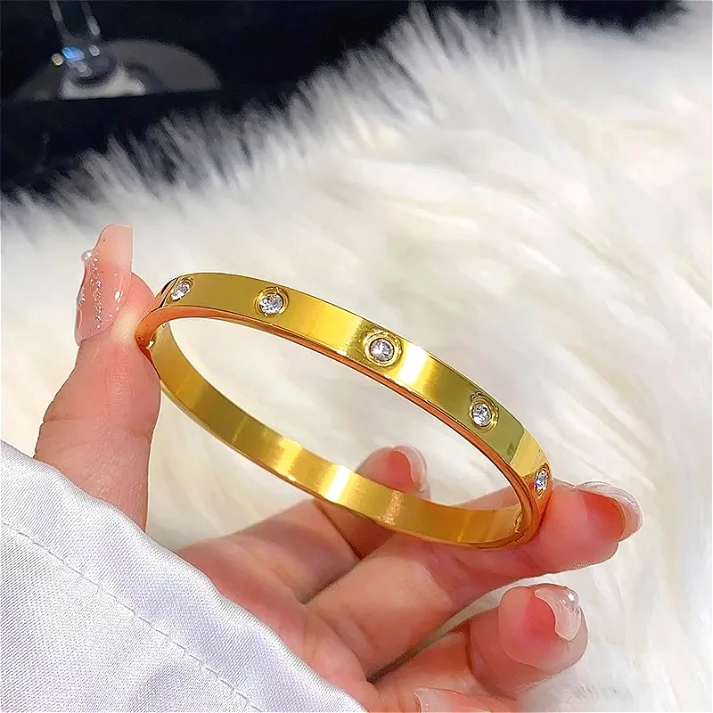 Anti-Tarnish Cuff Bracelet Gold Bangle For Women