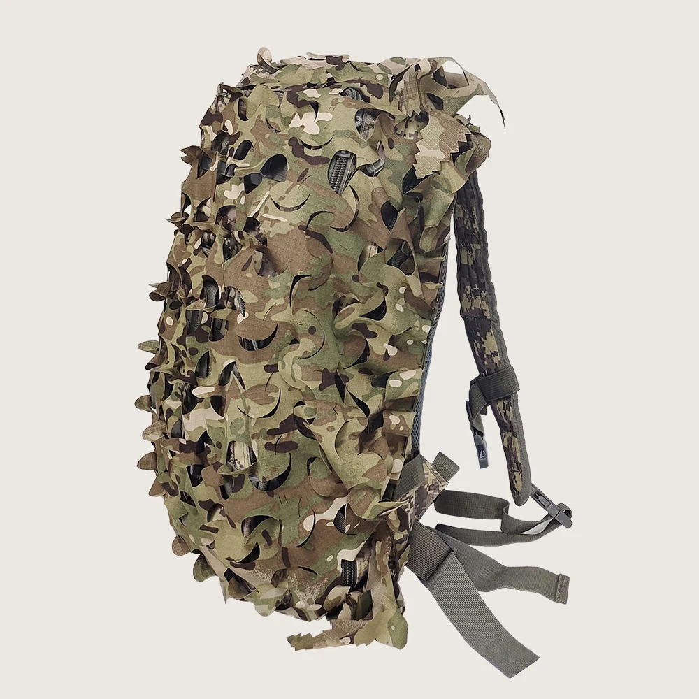 60L Camo Scrim Kit Laser Cut Lead Shape Helmet Scrim Cover Tactical Backpack Decoration Paintball Paratrooper Hunting Accessorie