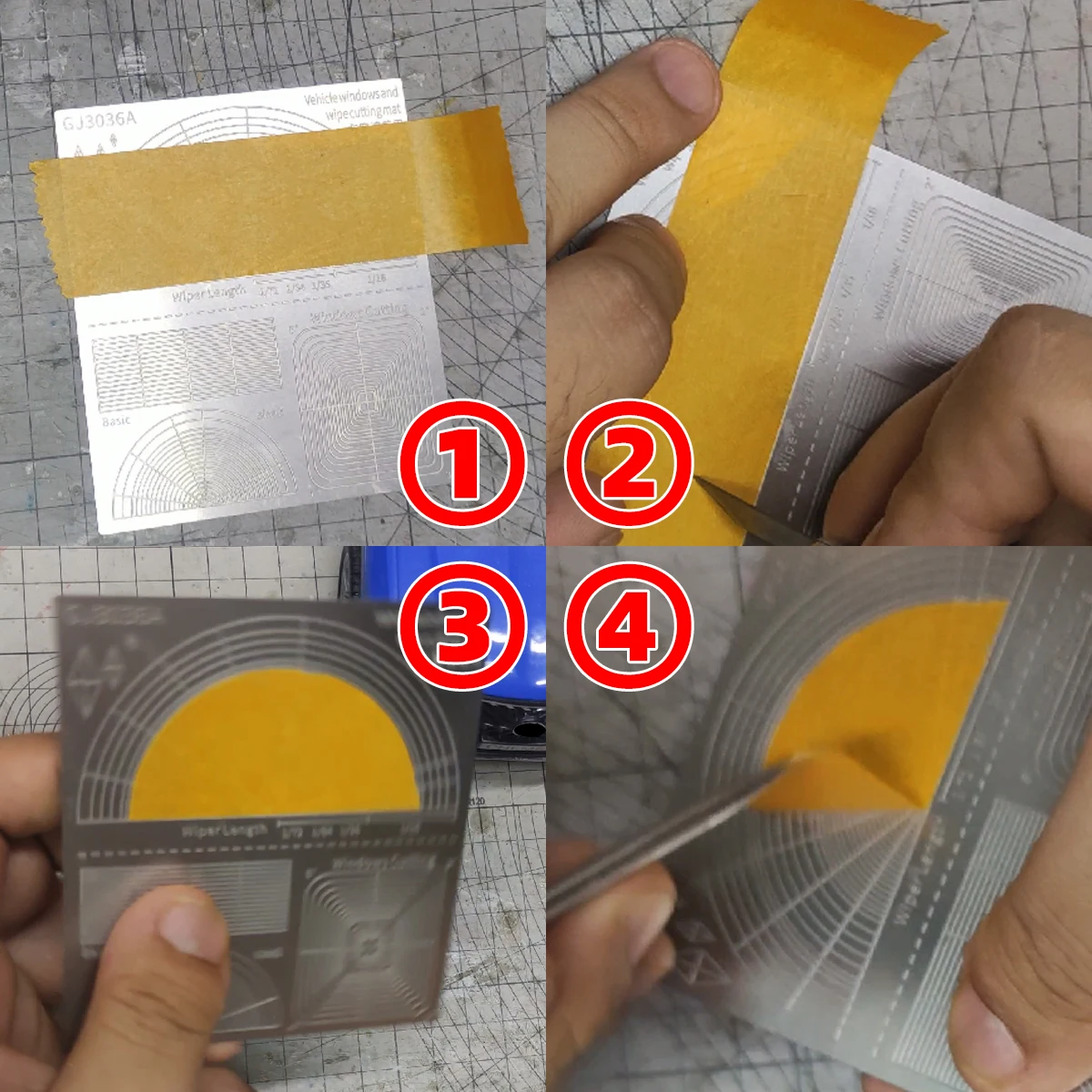 Strumenti per la pittura di modelli in scala, strumenti per la colorazione delle finestre e la effetto invecchiato, nastro adesivo Washi, stencil da taglio universali per tutte le scale - immagine 3