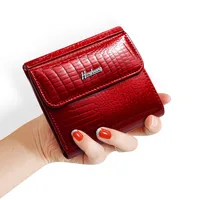 HH Mini Wallet womens wallets and Purses Alligator Short Wallet Genuine Leather Female Purse ID Card Holder Money Coin bags 2