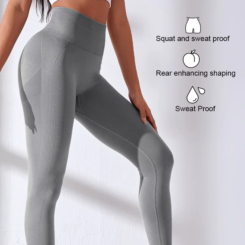 Yoga Leggings Seamless Wide Waistband Scrunch Butt Training Tights