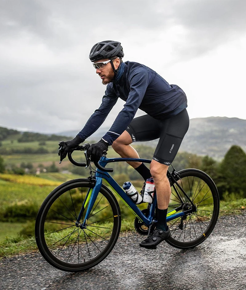 X-TIGER Winter Thermo-Radhose 5D Gel gepolsterte Radhose Herren Mountain Road Radfahren Trägerhose für 5–15 ℃ Winterwärme – Detail 11