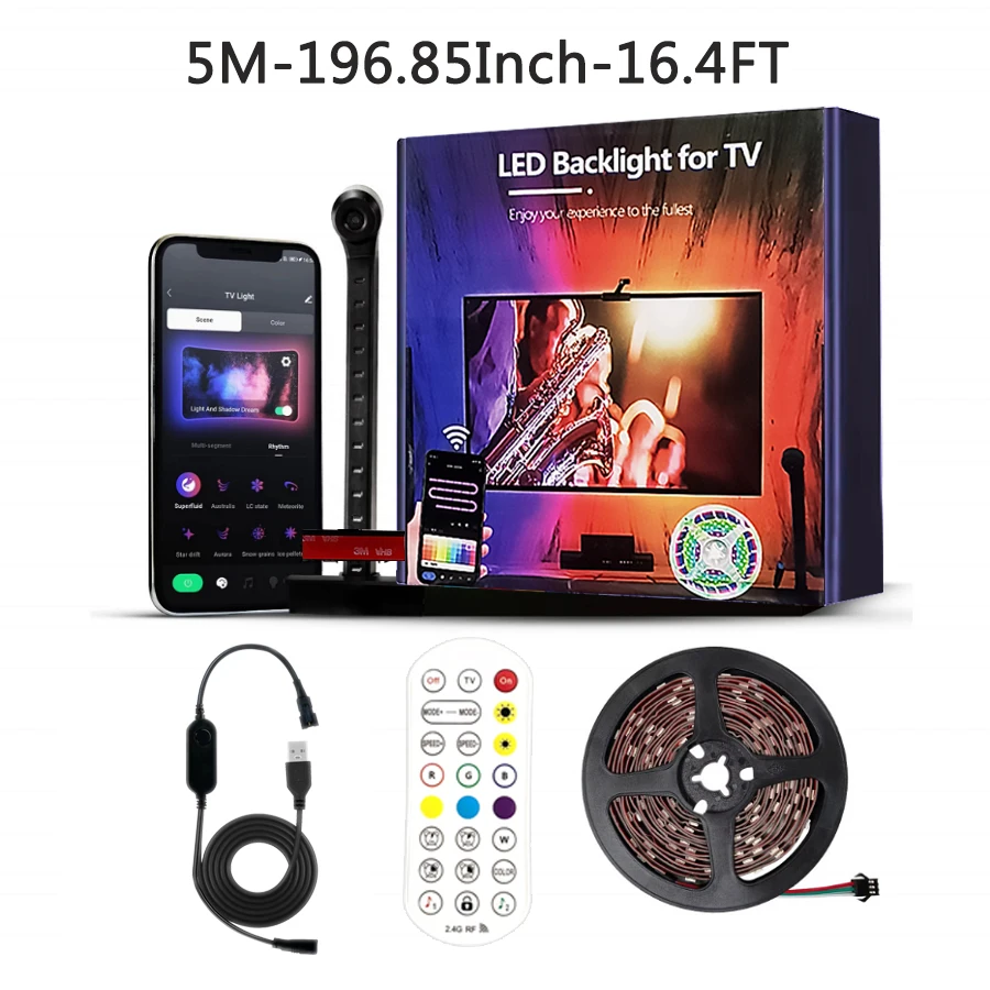 Ambient LED Smart TV Backlight with Camera and Music Sync
