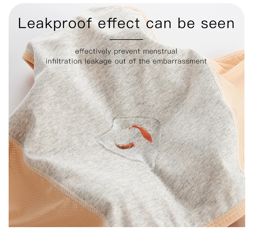 5Pcs Leak Proof Menstrual Panties Women Cotton Comfort Incontinence Briefs Female Period Physiological Underwear Plus Size 5