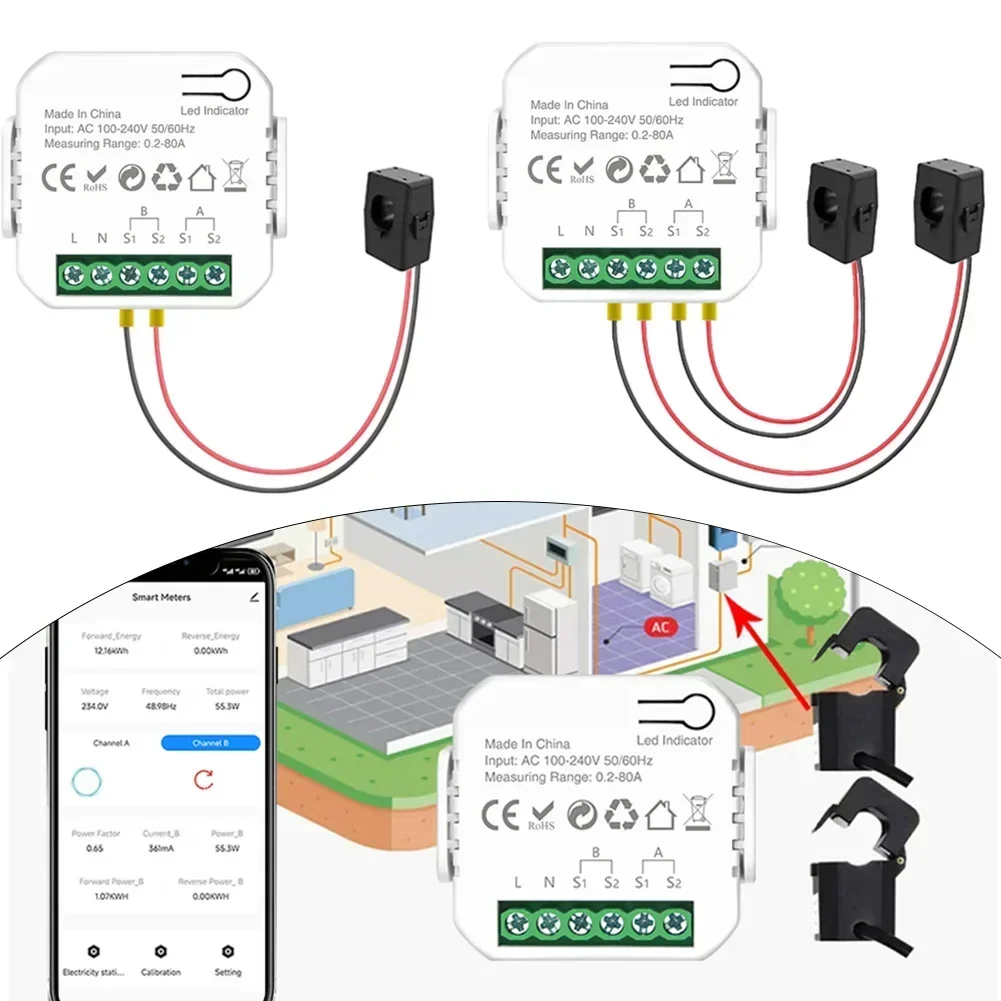 For -Tuya Wifi Intelligent Energy Meter Solar PV System Power Production Consumption Bidirectional Monitoring Meter APP Control