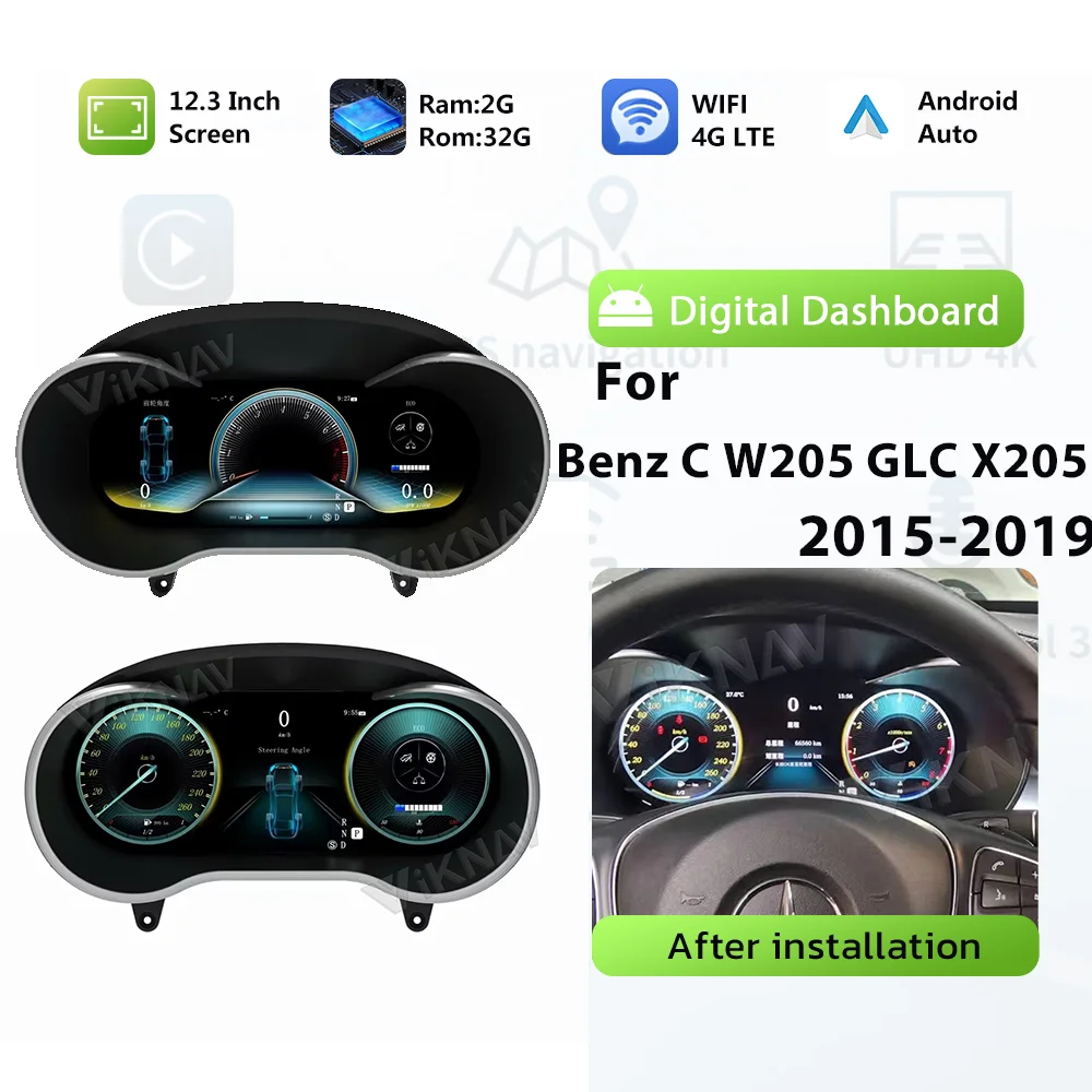 

Digital Cluster For Mercedes Benz C W205 GLC X205 2015-2019 Car Display Dashboard Instrument Speed Meter Screen Multimedia GPS