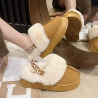Fashion Platform Women Slippers Casual Home Suede Fur Warm Slingback Flip Flops Hot Sale Brand Plush Cotton Slippers Flats Shoes - Image 3