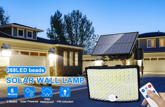 Faretti Solari LED Esterno Con Sensore Movimento - 256 LED, IP65, 3 Modalità, Pannello Separato 5m - Foto 7