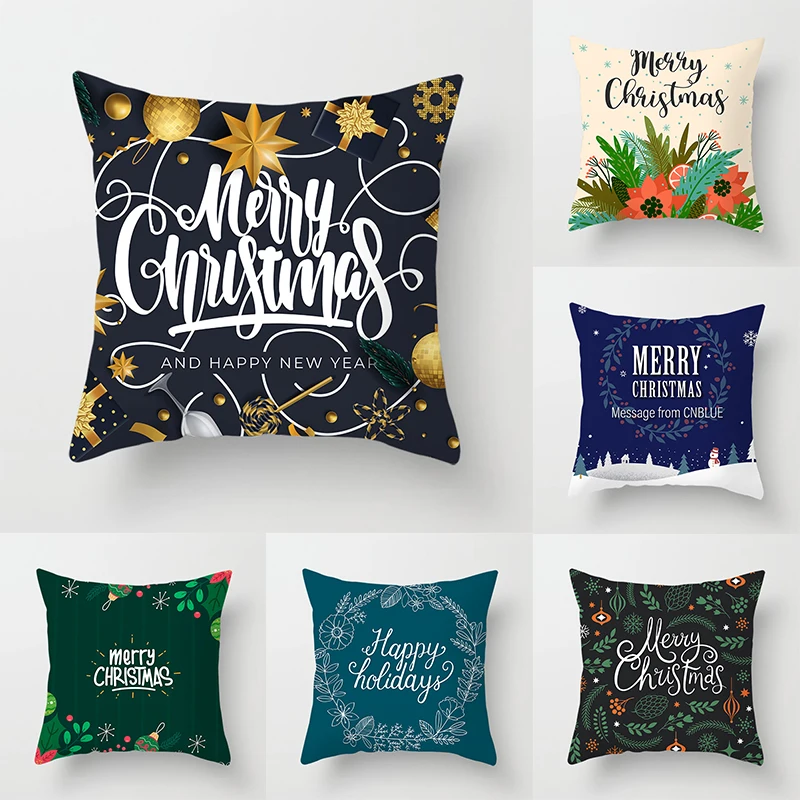 

Merry Christmas printed pillow case style cushion cover home sofa decorative