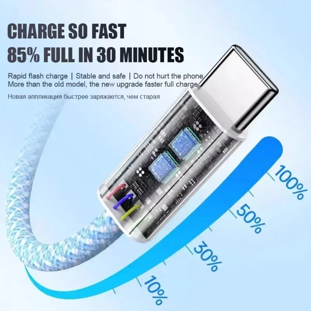 60W Type C Braided Data Cable Fast Charging Wire Double PD Fast Charging Phone Cable For iPhone 16 15 Samsung Xiaomi Data Cords