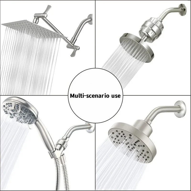 Bathroom Rainfall Water Saving shower head extension arm Shower Arm Wall Mounted Stainless Steel G1/2 Water inlet Tubes Faucet Replacement Parts