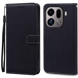 Luxury Flip Leather Wallet Phone Case Cover - Premium Design and Protection - OPPO Find X9 Pro (Black)