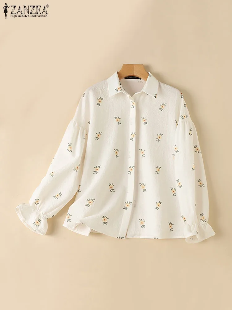 

ZANZEA Bohemian Women Fashion Lapel Neck Muslim Abaya Tops Casual Holiday Blusas Party Shirt Floral Printed Long Sleeve Blouse