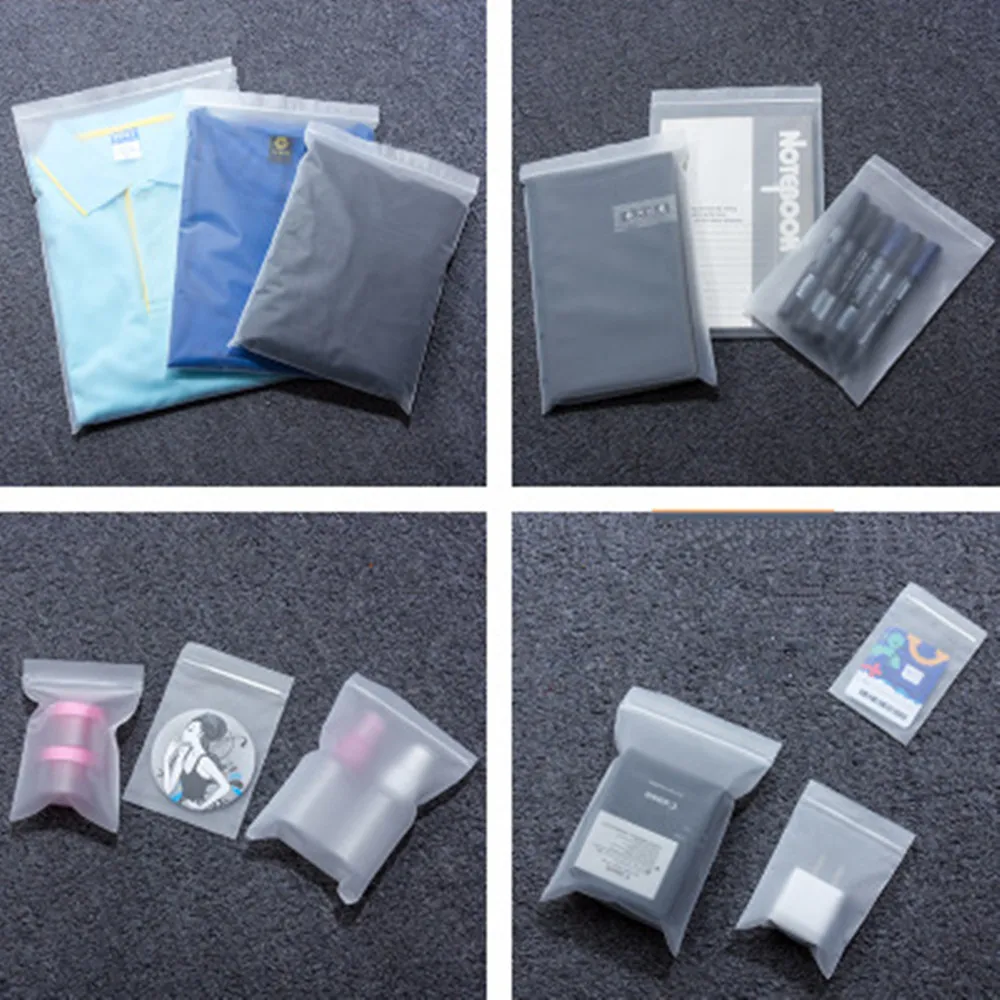 CPE 프로스트 플라스틱 지퍼 락 소매 포장 가방, 사무용품 의류 책 팩 파우치용 재밀폐식 지퍼 보관 가방, 100 개