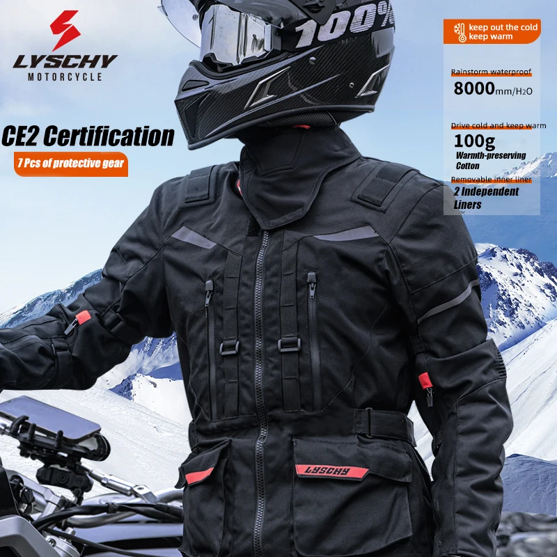 LYSCHY 오토바이 재킷 겨울용 따뜻한 방수 모터크로스 재킷 바지 야외 여행 스포츠웨어 방수 오프로드 랠리 재킷