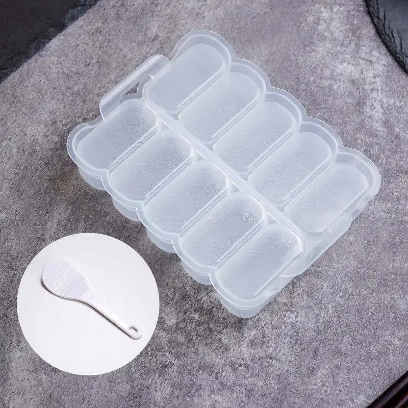 10칸 쌀밥 틀, 밥주걱 포함, 논스틱 압력 보관함, 도시락 도구, DIY 가정용 주방 투명 오니기리 틀