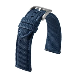 Sailcloth Quick Release Nylon Watch Strap - Sport Wristband - 22mm (Blue)