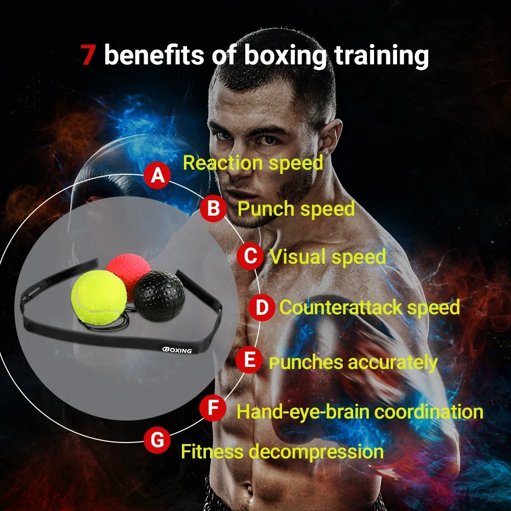 Boxing Speed Reaction Ball Boxing Reflex Speed Punch Ball Sanda Boxer Raising Reaction Force Hand Eye Training Set Stress Gym Boxing Muay Thai Exercise