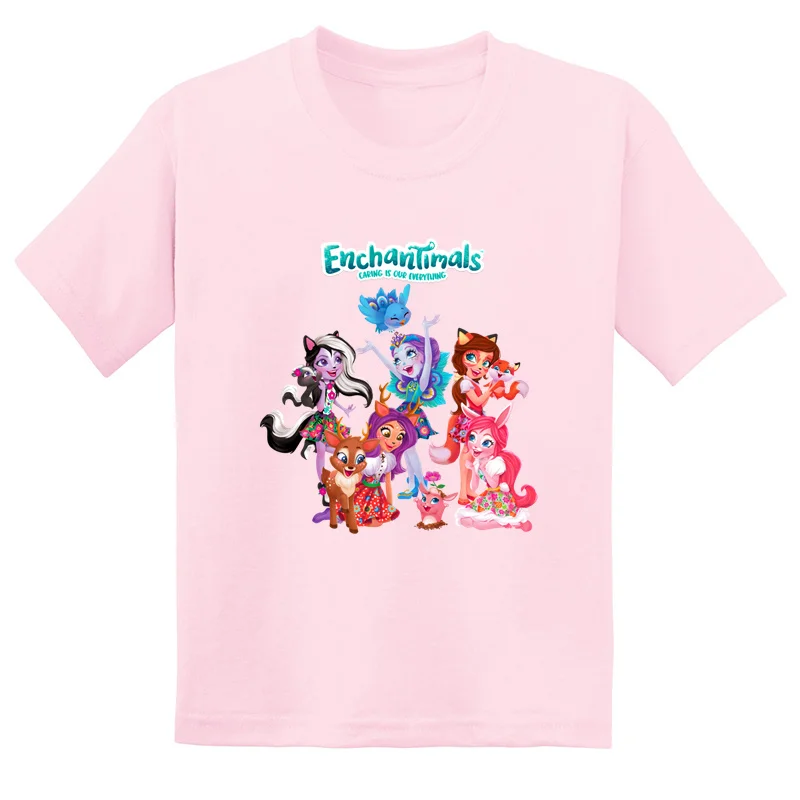 

Meet The Enchantimals Cartoon Funny Cute Girls T Shirt Kids Clothes Baby Boys Summer Tees Cotton Short Sleeve Children T-Shirts