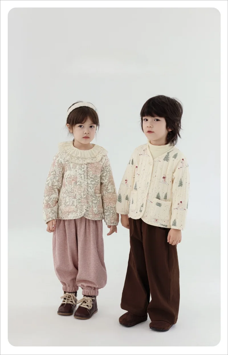 Kids Velvet Jacket - Nordic Style Cotton Coat for Autumn Winter