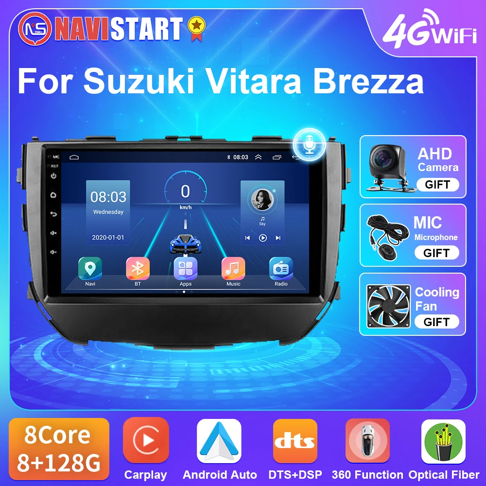 

NAVISTART Android 10 Car Radio Multimedia Player For Suzuki Vitara Brezza 2016-2019 Carplay Navigation Video 4G WIFI BT GPS 2Din