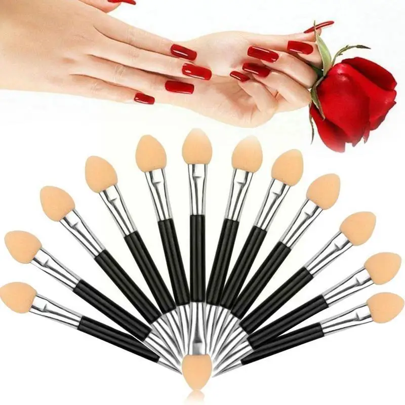 12Pcs Two Head Eyeshadow Applicator For Females Design Professional Portable Soft Sponge Double Ended Nail Powder Brushes U2U8