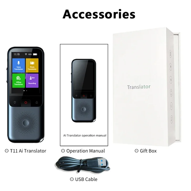 Voice Translator Language Translator 137 Languages T11 Portable Smart Voice Translator Real-time Multi-Language Speech Interactive Offline Translator Business Travel
