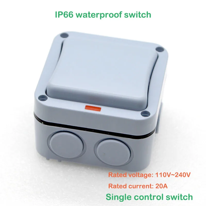 Neue Outdoor Wand Wasserdichte Schalter IP66 Regen Proof 220V 20A