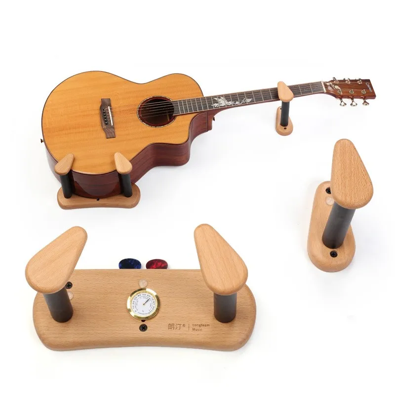 

Slant Guitar Hanger Hook With Hygrometer Wall Mount Anti-slip Display Stand For Electric Guitar Ukulele Violin Bass