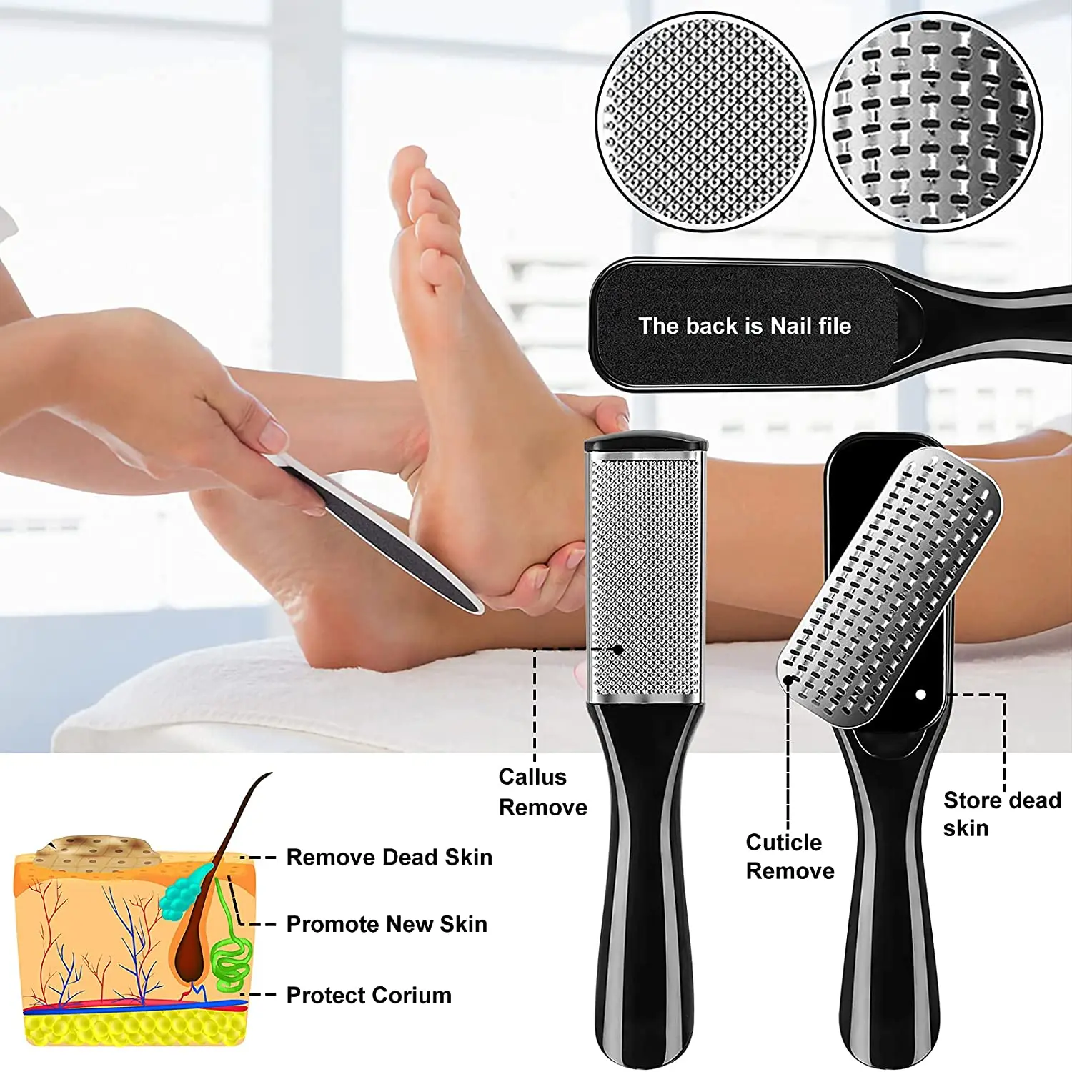 3 in 1 Pedicure Set Foot File Scraper Grooming Remove Calluses