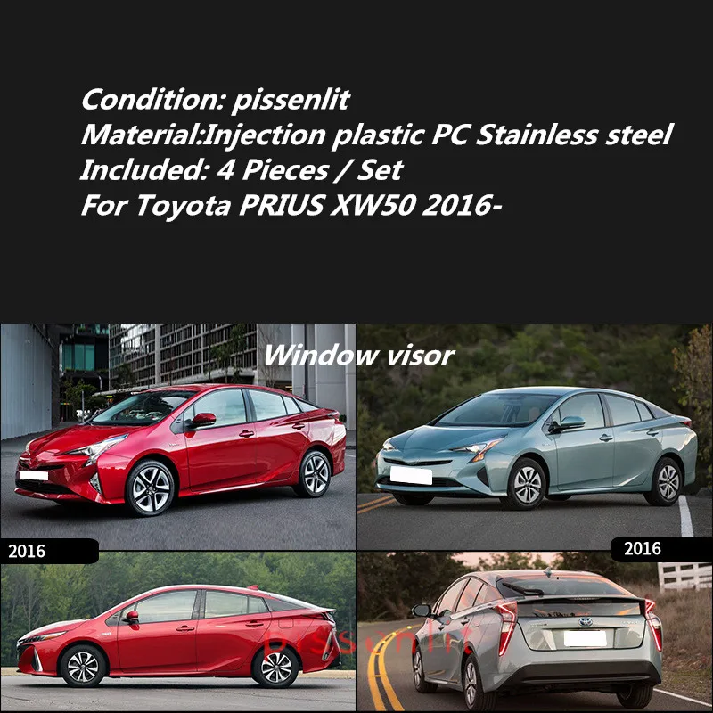 For Toyota PRIUS XW50 2016- Accessories Rear Window Roof Sun Rain Shade  Vent Visor Spoiler Wing Side Chrome Window Trim Awnings