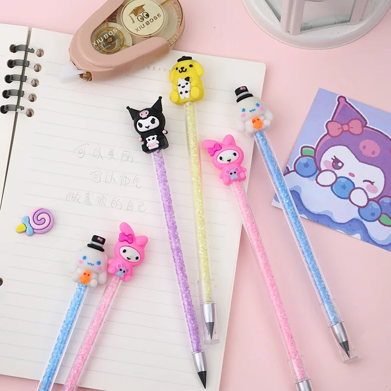 12/24pcs Sanrio 부드러운 접착제 Hb 영원한 연필 높은 찾고 다이아몬드 학생 쓰기 펜 깨지기 쉽지 않은 날카로운 편지지 선물