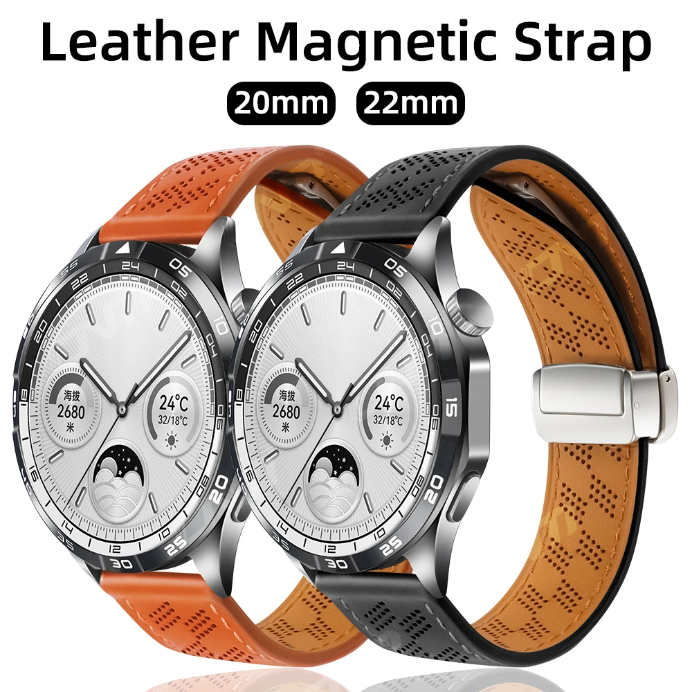 

22mm Leather Strap for Huawei Watch GT 4 3 2 GT4 GT3 Pro GT2 46mm Band Watchband Bracelet Accessories Breathable Leather Strap