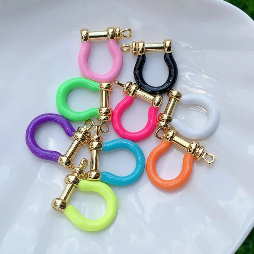 

Enamelled U Shape Screw Clasp, Color Carabiner Lock Connectors ,Locket Handmade Carabiner Screw Lock Clasps Accessories For DIY