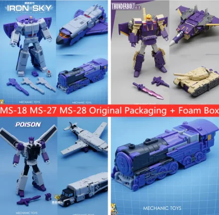 

MFT MS-18 IRON SKY MS-27 POISON Octane MS-28 Thunderbplt Blitzwing MS-18C Three Warriors Action Figure Robot With Box in stock