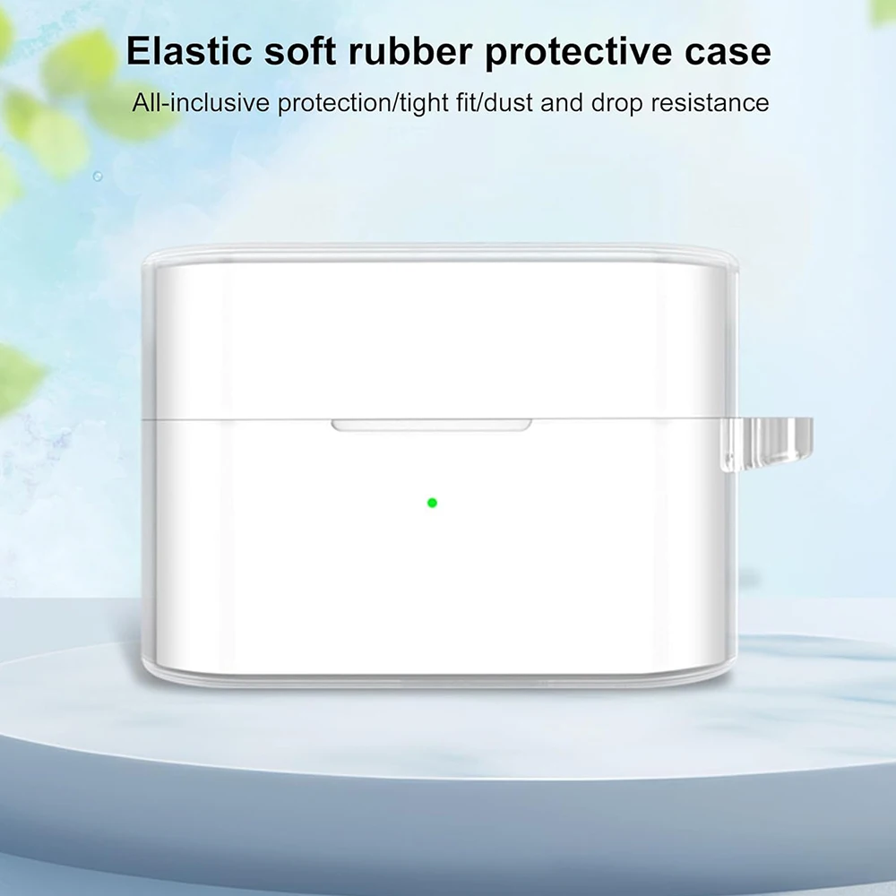 Crystal Clear Shockproof TPU Earphone Case with Anti-loss Lanyard