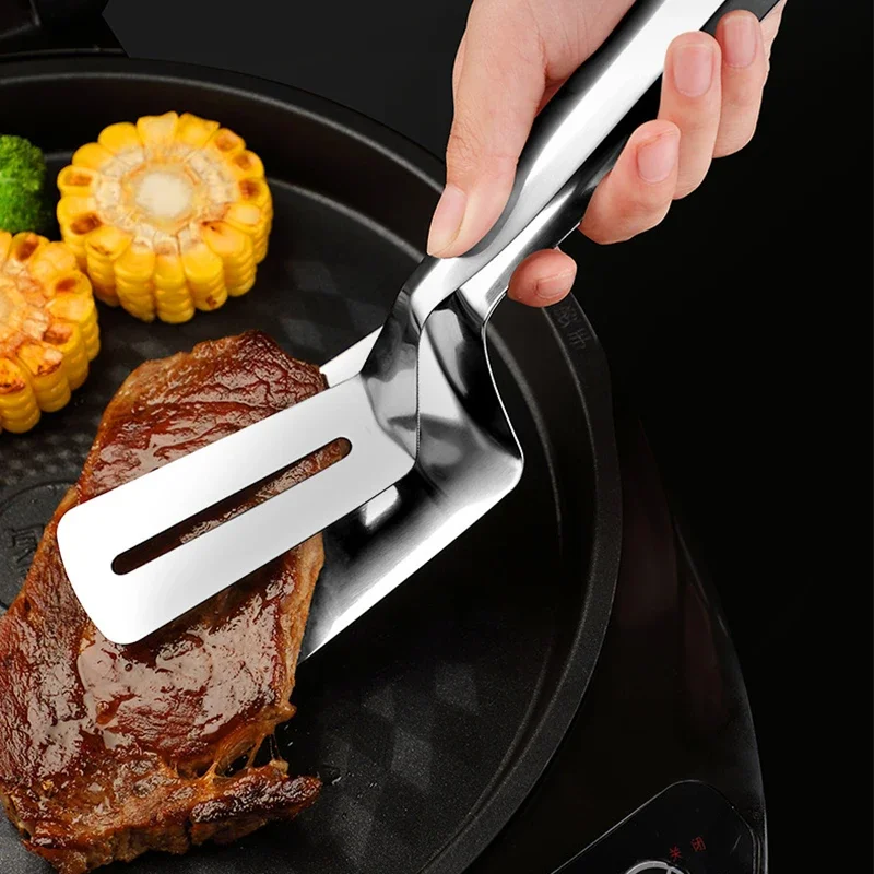 Food Flipping Steak Clips Stainless Steel BBQ Multifunctional Cooking Tong Double Sided Spatula Spatula Tongs Clip Beefsteak food tongs