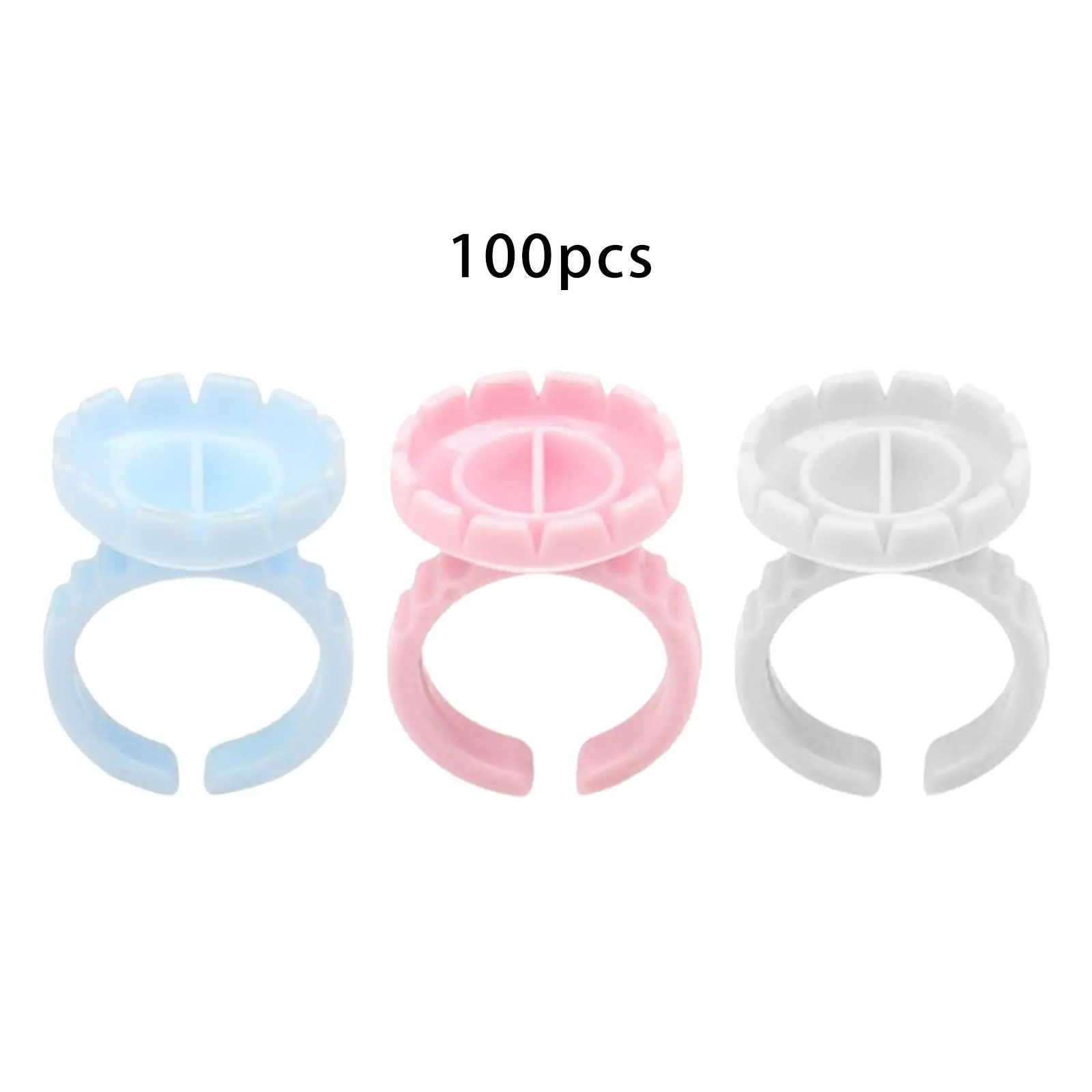 Set of 100 Glue Rings Lash Glue Holder Eyelash Glue Fan Cup Rings for Makeup Lash Supplies