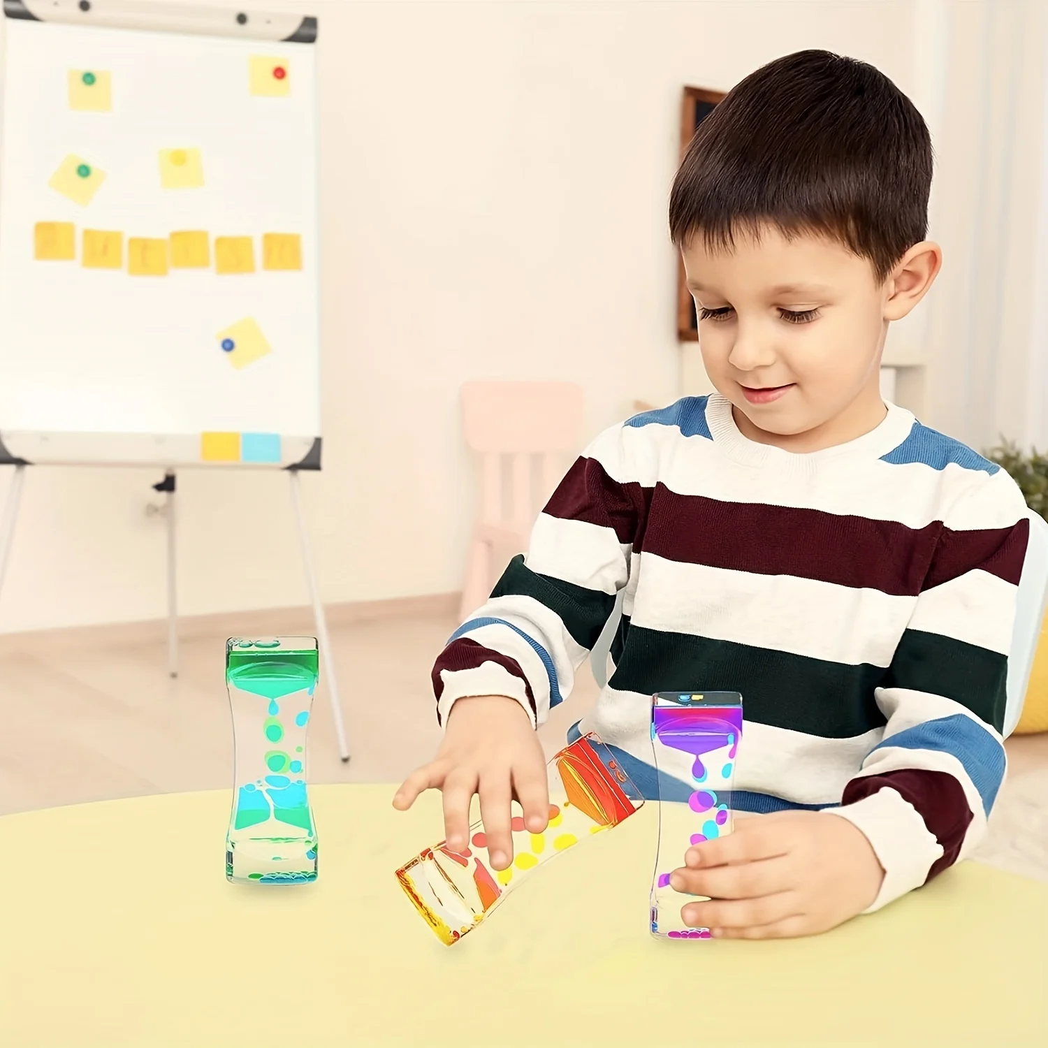 3 Pack -Calming Liquid Motion Bubbler -  Sensory Bottles - Hourglass Water Bubbler Timer - Handheld Water Game - Sensory Toys Ch 4
