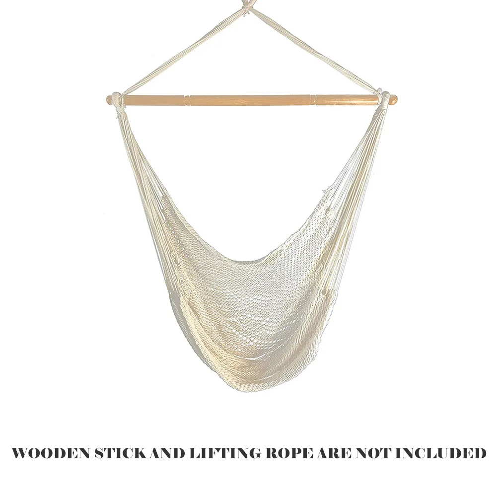 Indoor Outdoor Large Cotton Rope Hanging Chair Solid and Compressive Resistance Practical Natural White Comfort Swing Chair