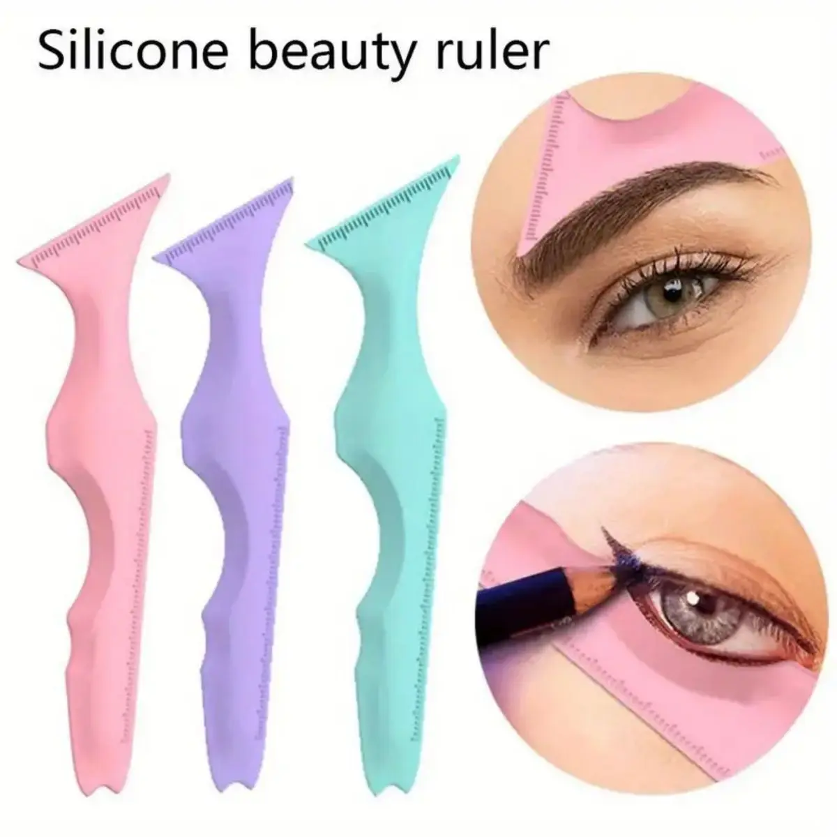 Eyeliner Stencils Ruler 1pc Reusable Silicone Winged Tip Eyeliner Aid Eyebrow Pencil Stencil 5 In 1 Multi-Functional Makeup T