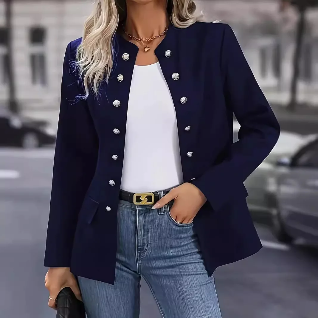 Autumn Women Double Breasted Long Sleeve Slim Blazers