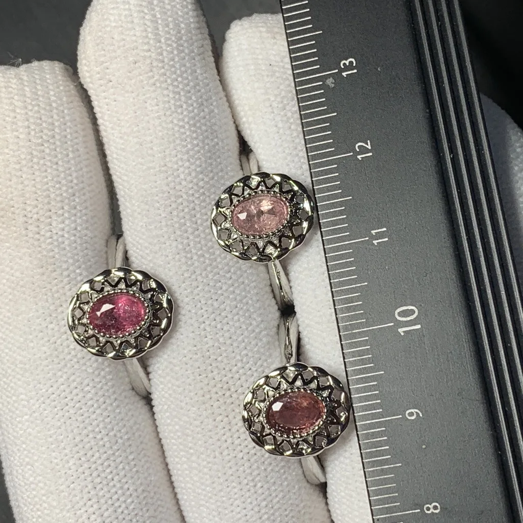New Arrival Natural Pink Spinel Rings Female  Jewelry For Women Gift Copper Cute Stone Flower
