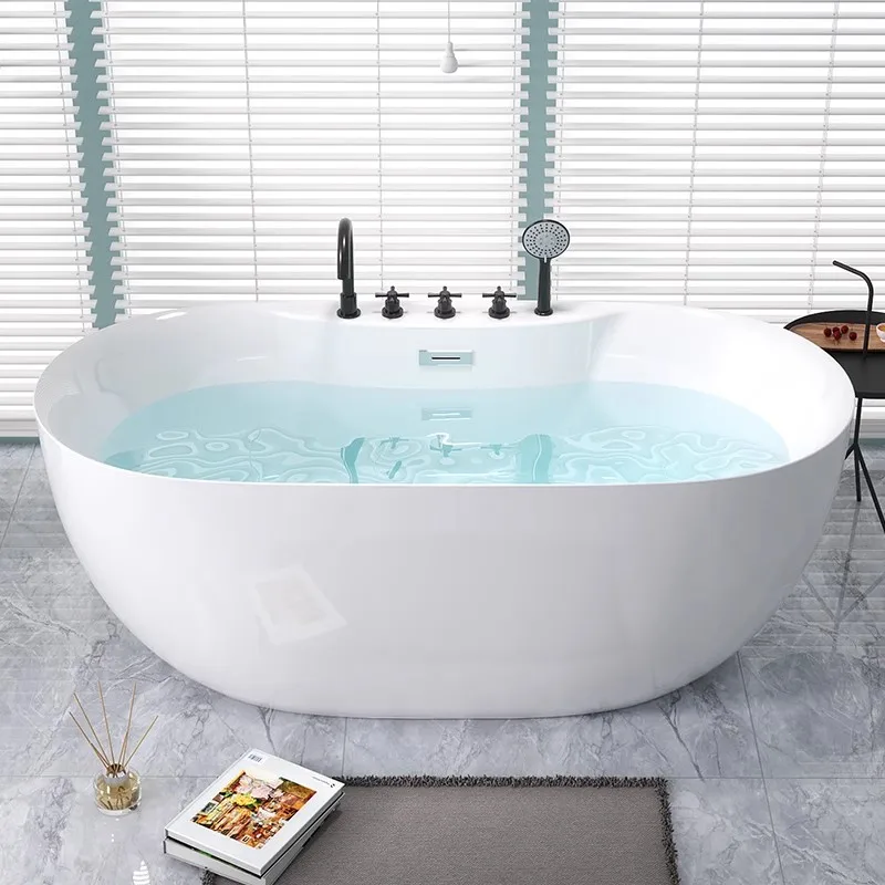 By sea White Acrylic Bathroom bathtub 12001300/1400/1500/1600/1700mm European style heat-retaining bathtub High quality-K-8725