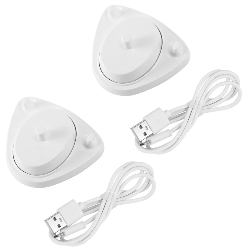 

2X For Braun Oral B Toothbrush Replacement Charger Power Supply Inductive Charging Holder Model 3757 USB Cable White