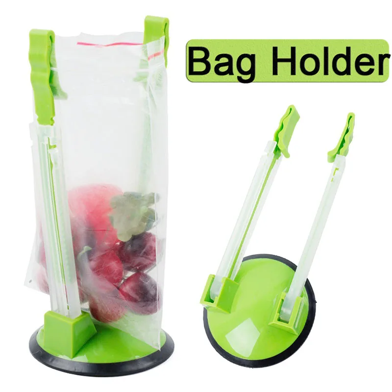 Adjustable Non Slip Zip lock Storage Bag Holder Bag Clip Hands Free