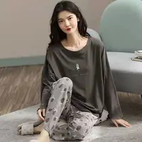 Spring and Autumn New Ladies Pajamas Homewear Set of Long-Sleeved Autumn and Winter Homewear Women Plus Size Pajamas Set - Image 3