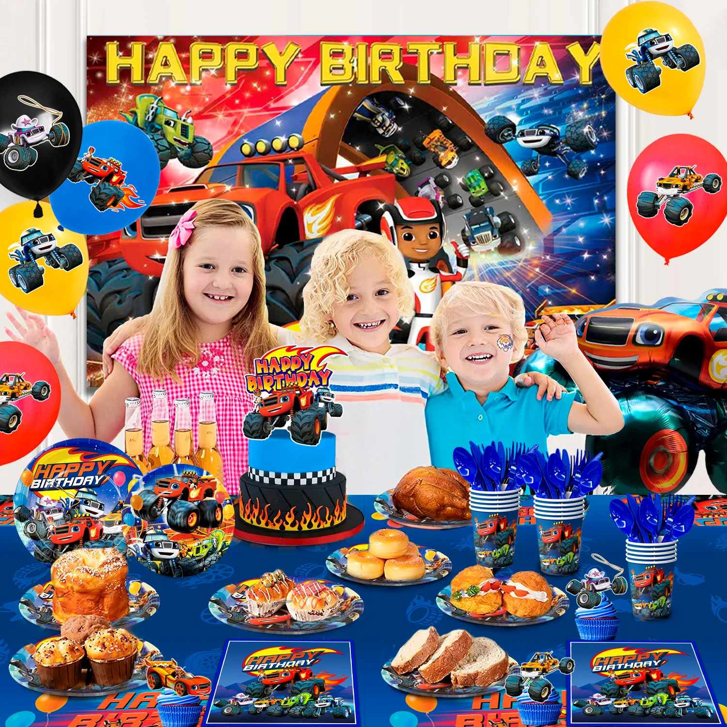 Monster Truck Birthday Party Supplies Set